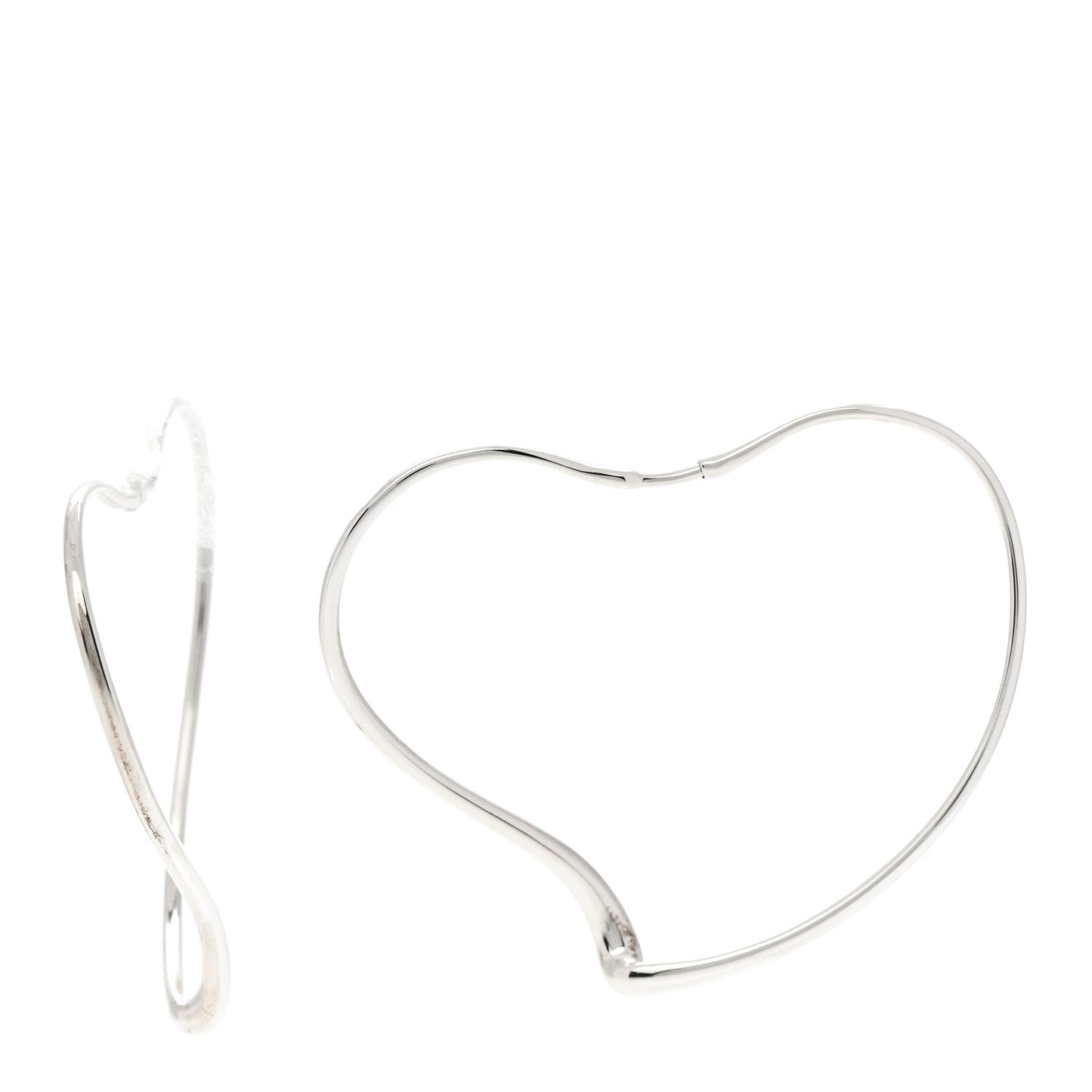 Sterling Silver Large Elsa Peretti Open Heart Hoop Earrings