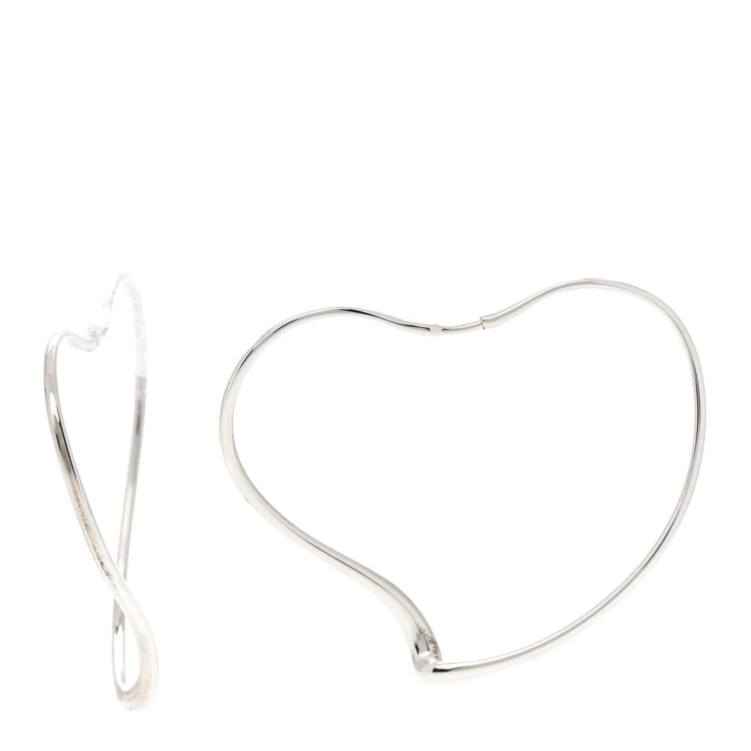 Tiffany Sterling Silver Large Elsa Peretti Open Heart Hoop Earrings 2 of 4