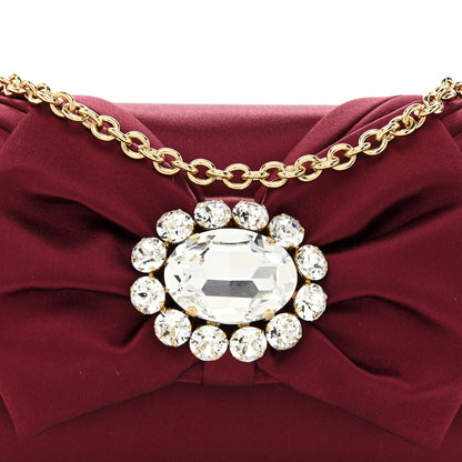 Dolce & Gabbana Satin Crystal Bow Chain Clutch Dark Red 7 of 9
