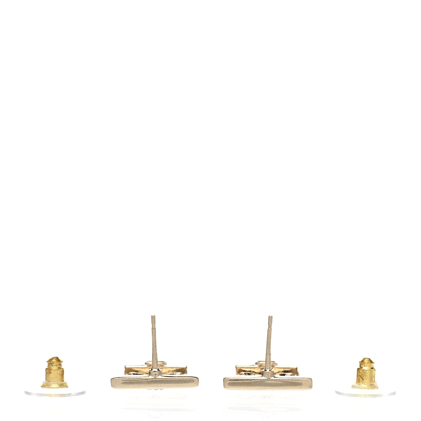 Metal Crystal Square CC Earrings Gold
