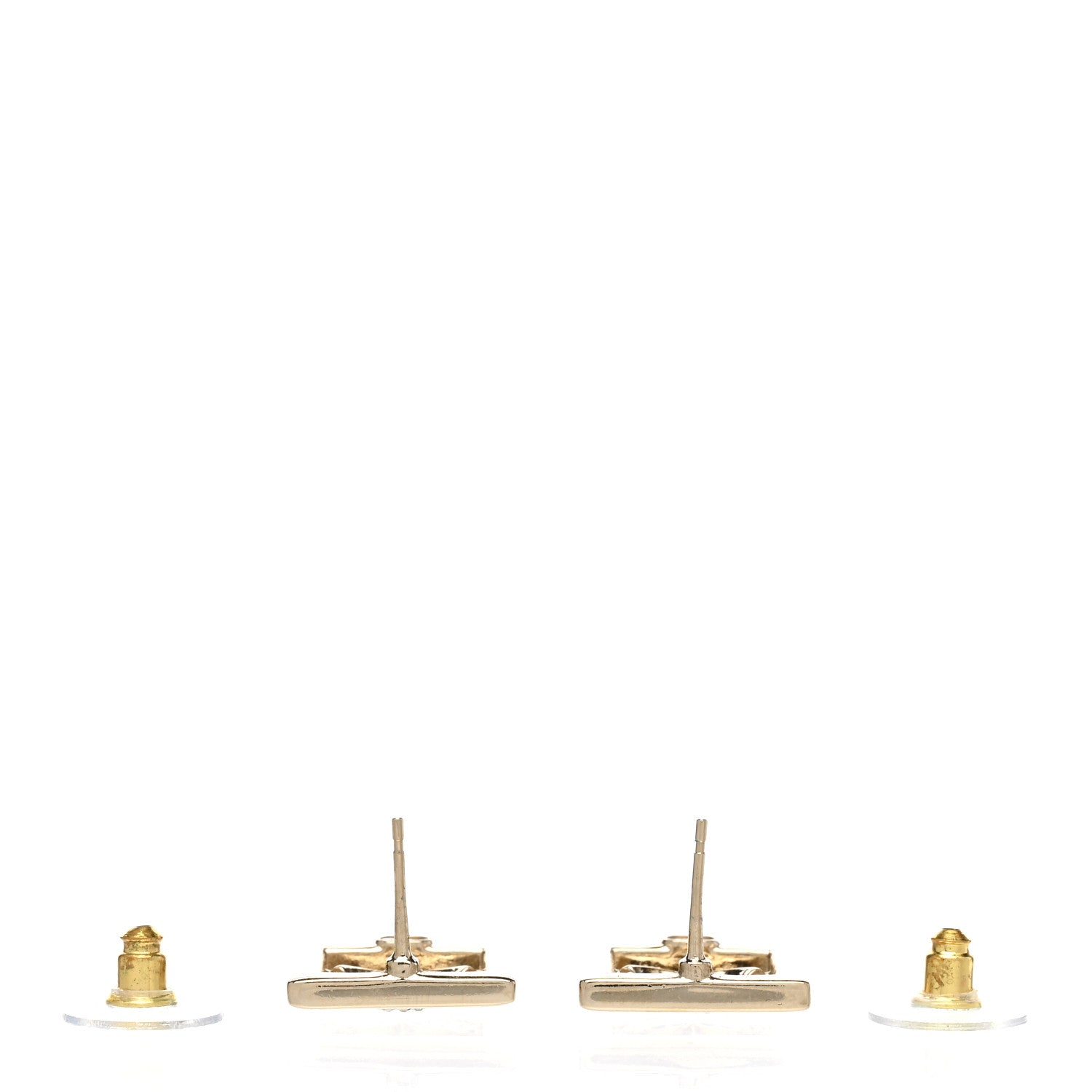 Chanel Metal Crystal Square CC Earrings Gold 3 of 4