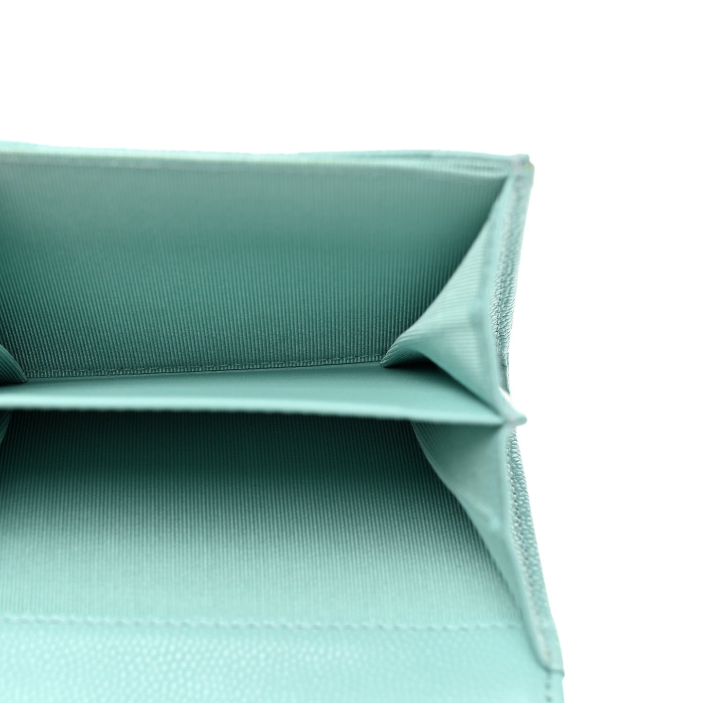 Caviar Quilted Flap Card Holder Wallet Light Blue