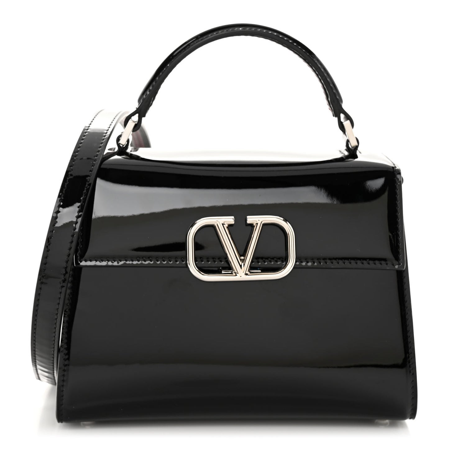 Patent Small VSling Top Handle Bag Black