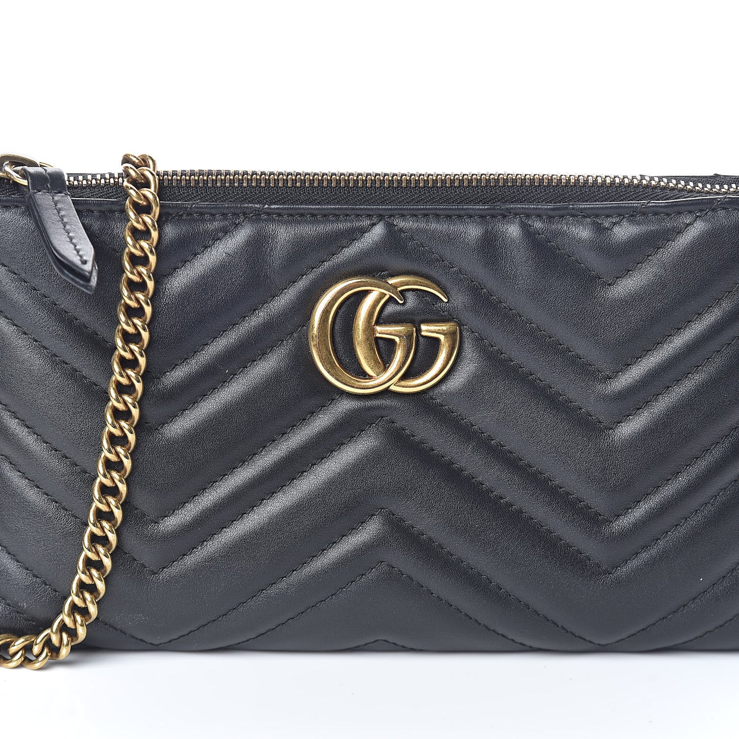 Calfskin Matelasse Mini GG Marmont Chain Bag Black