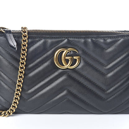 Gucci Calfskin Matelasse Mini GG Marmont Chain Bag Black 6 of 10