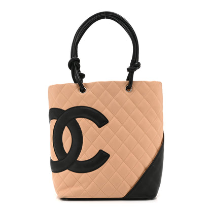 Chanel Calfskin Quilted Medium Cambon Tote Beige Black 1 of 10