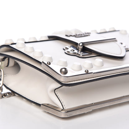 Prada City Calfskin Saffiano Studded Cahier Bag White 7 of 12