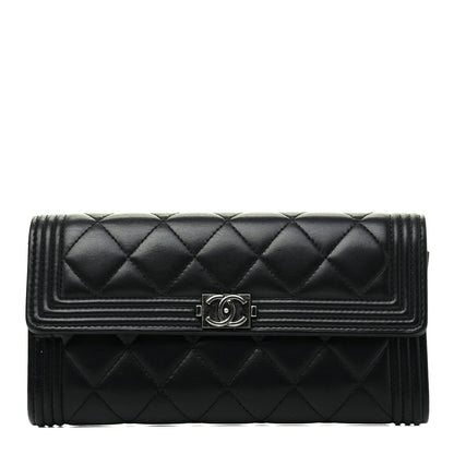 Chanel Lambskin Quilted Boy Flap Wallet Black 1 of 9