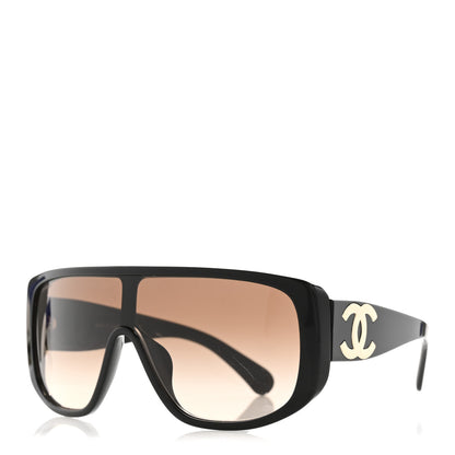 Chanel Acetate Shield Sunglasses 5495A Black 1 of 8