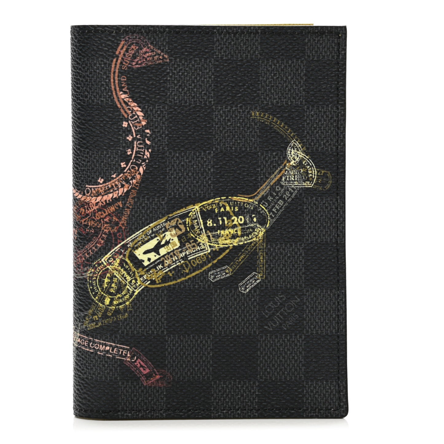 Damier Graphite Stamps Passport Cover Olive