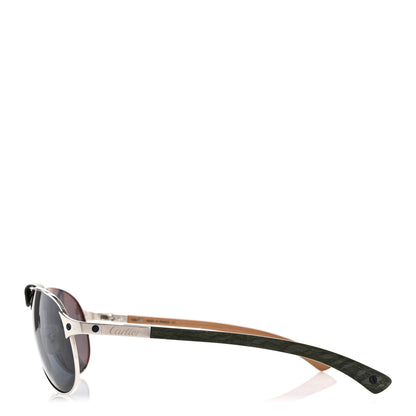 Cartier Metal Santos Dumont Aviator Sunglasses Silver 3 of 11