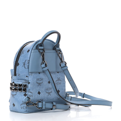 MCM Visetos Side Stud X-Mini Stark Bebe Boo Backpack Blue 2 of 5