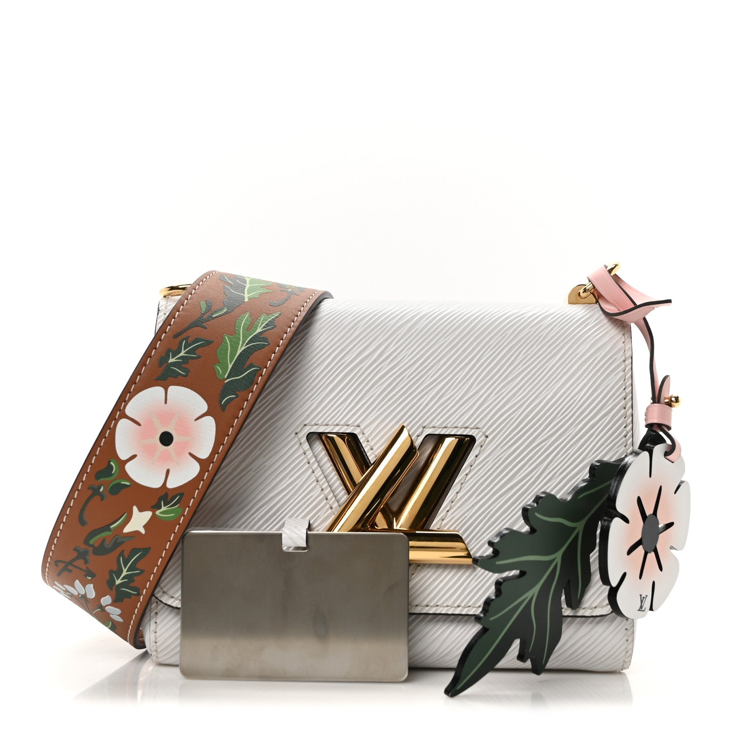 Louis Vuitton Epi Asnieres Flowers Twist Shoulder Bag PM White 3 of 10