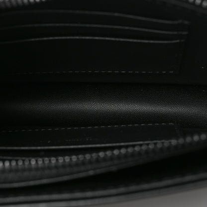 Christian Dior Calfskin Macrocannage Diamond Caro Zipped Pouch With Chain Black 5 of 9