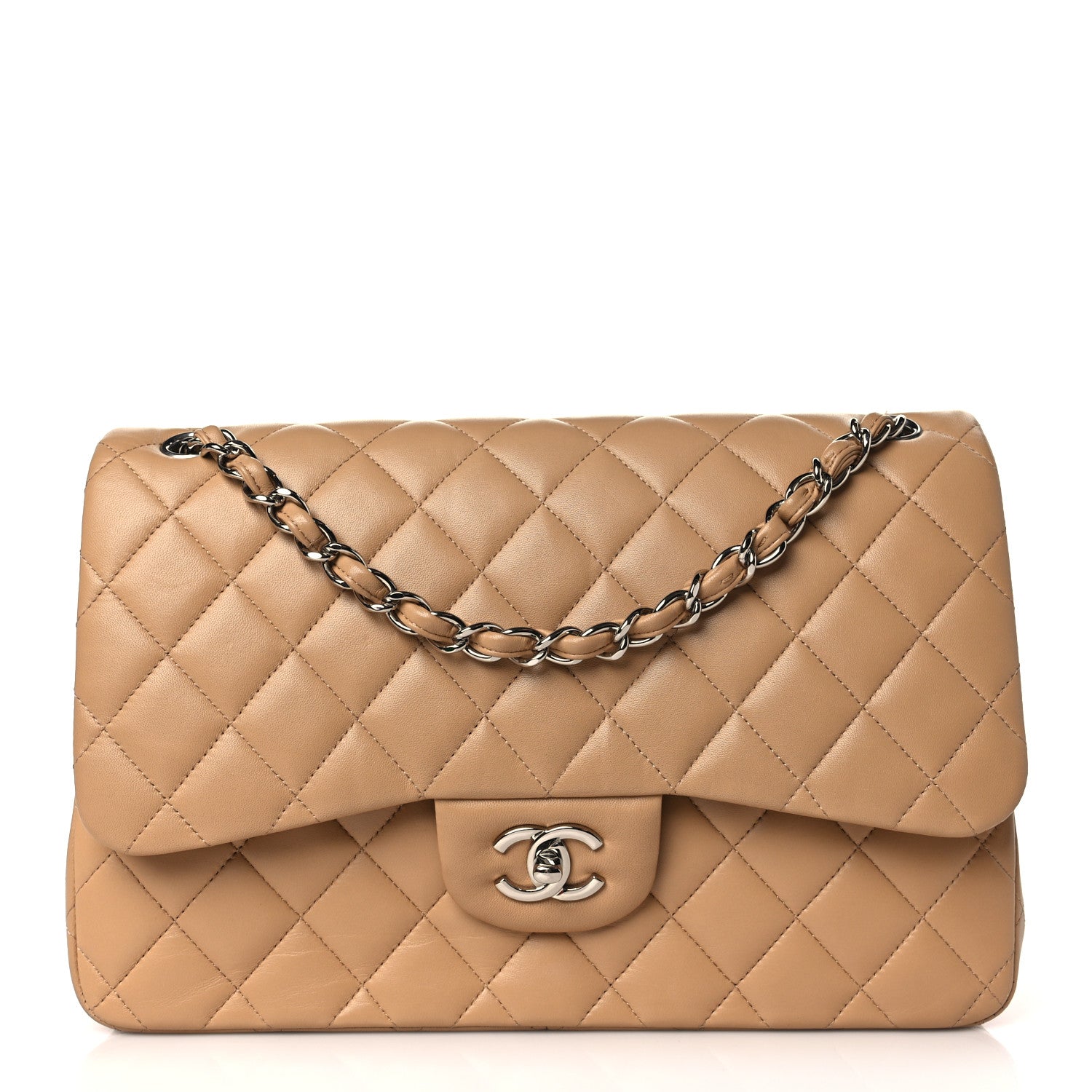 Chanel Lambskin Quilted Jumbo Double Flap Dark Beige 1 of 10
