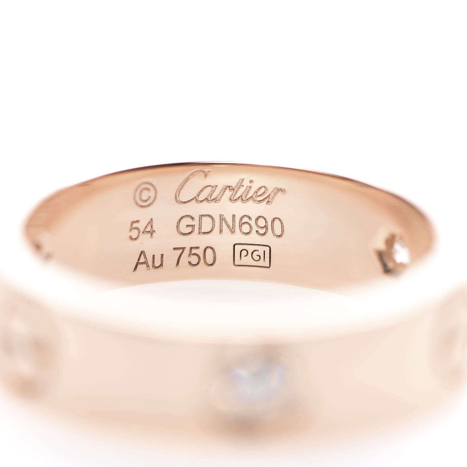 Cartier 18K Pink Gold 3 Diamond 5.5mm LOVE Ring 54 6.75 4 of 5