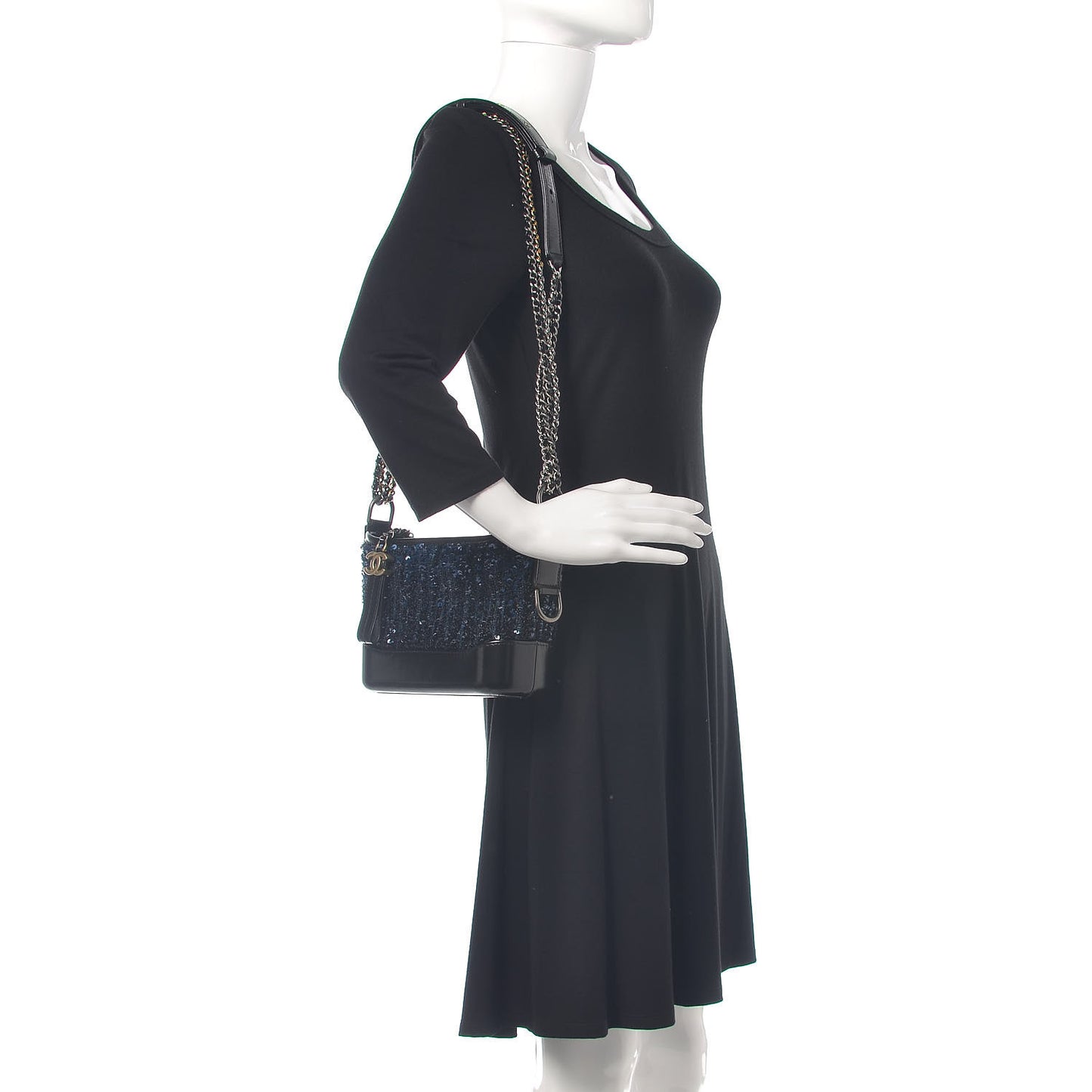 Sequin Calfskin Small Gabrielle Hobo Black Blue