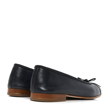 Chanel Goatskin CC Cap Toe Ballerina Flats 37.5 Dark Blue 5 of 9