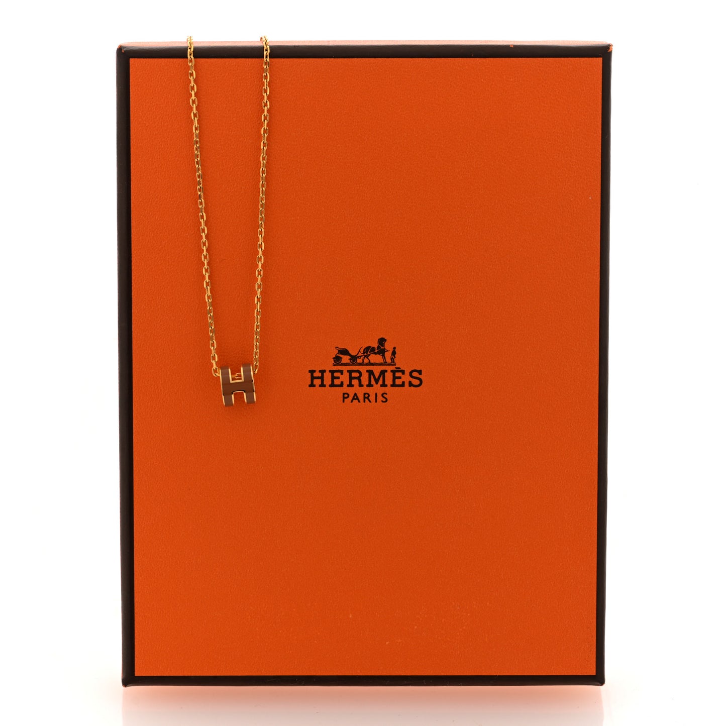 Lacquered Gold Mini Pop H Pendant Necklace New Gold