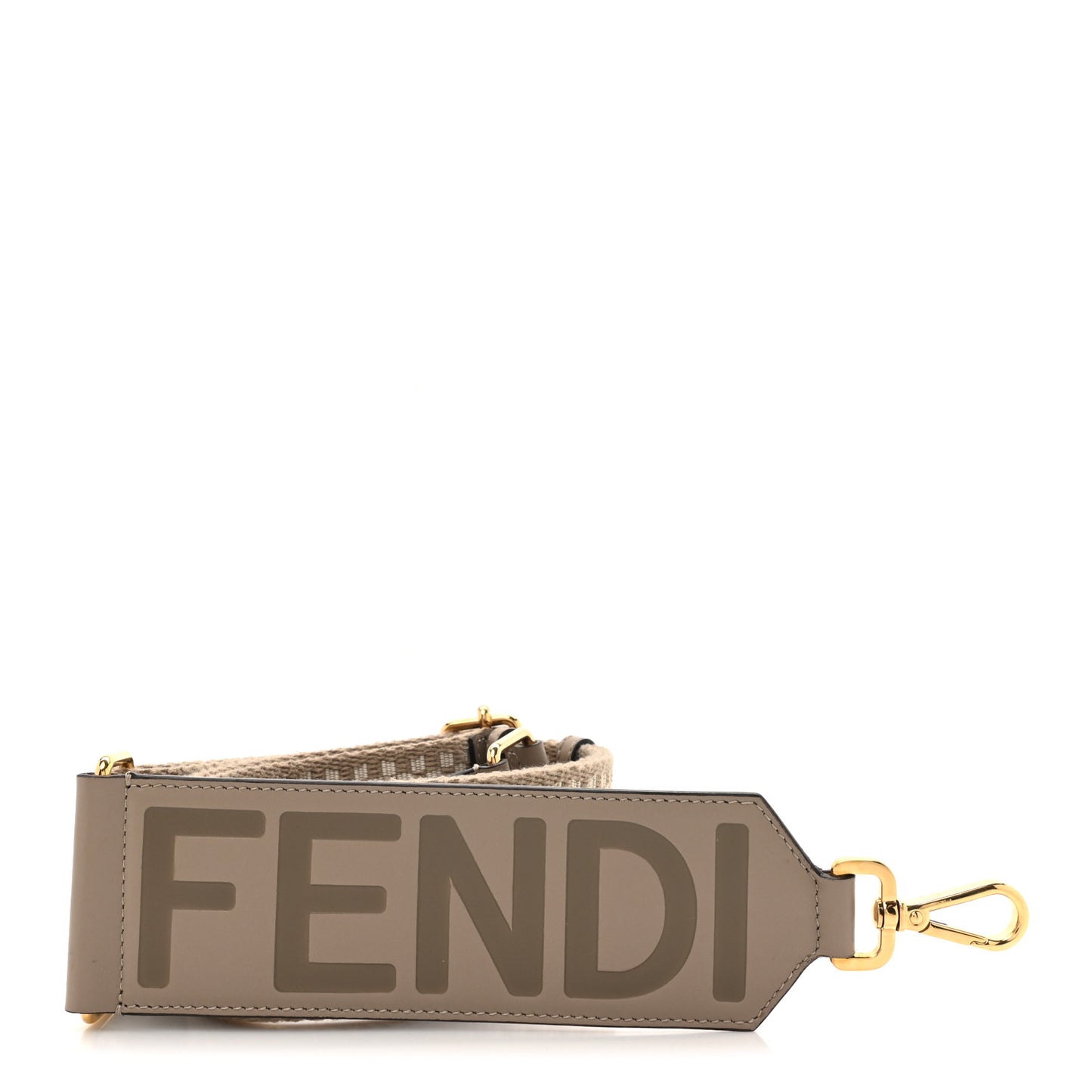 Ribbon Vitello King Logo Embossed Gingham Woven Adjustable Strap You Beige