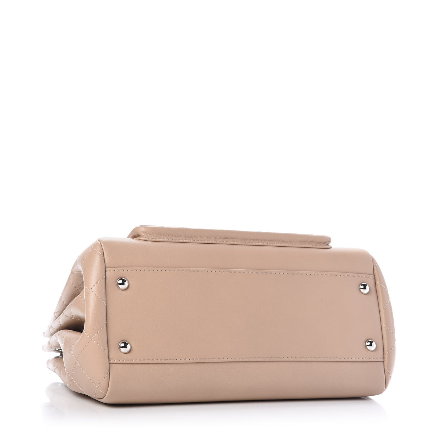 Lambskin Quilted CC Accordion Shopping Bag Beige