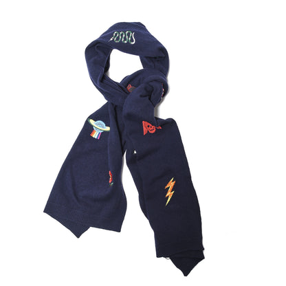Gucci Wool Embroidered New Mix Scarf Midnight Blue 1 of 7