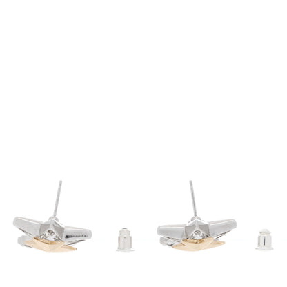 Chanel Crystal CC Star Drop Earrings Silver Gold 3 of 4
