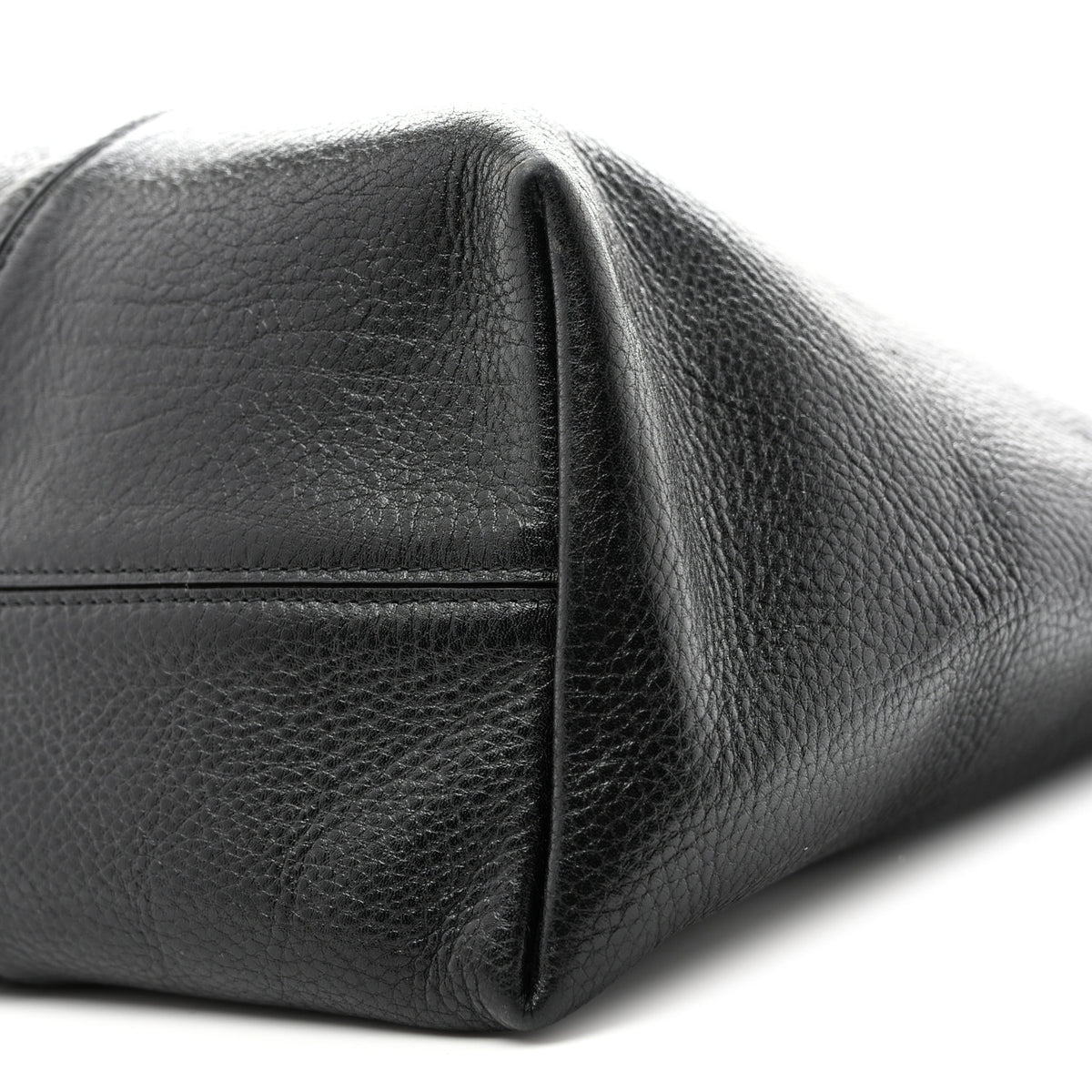 Grained Calfskin Large Spin Tote Black