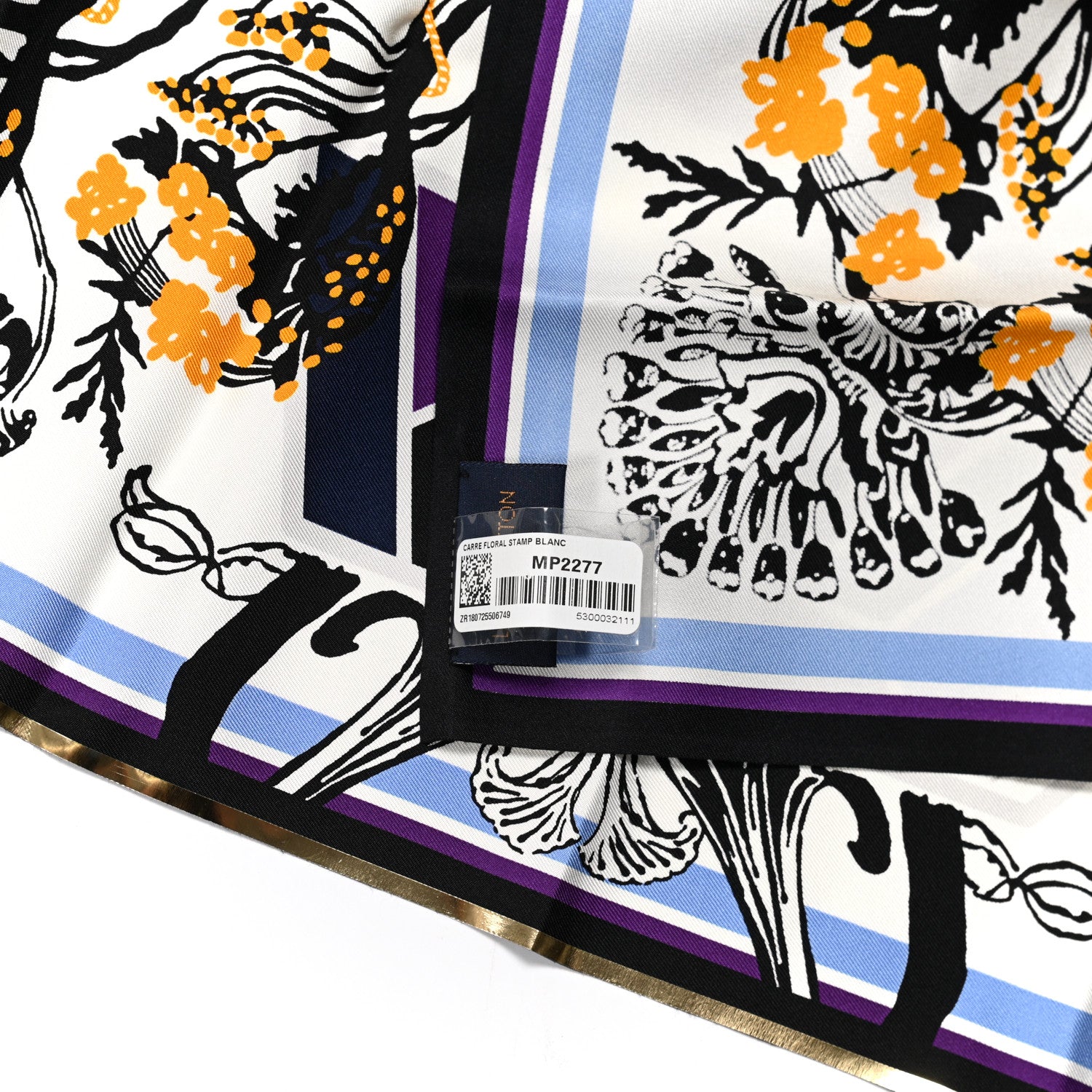 Louis Vuitton Silk Floral Stamp Scarf White 2 of 3