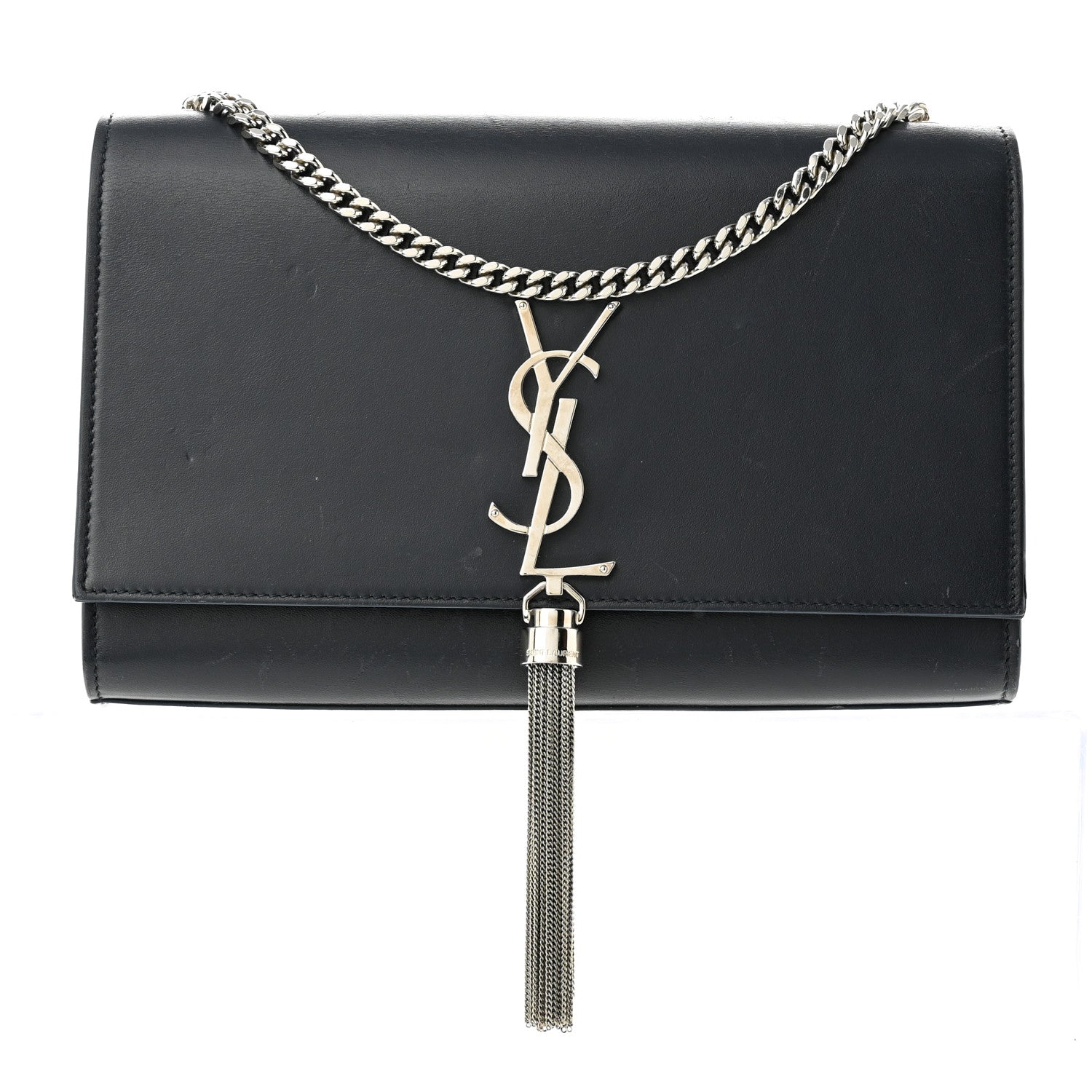 Saint Laurent Smooth Calfskin Medium Classic Monogram Kate Tassel Satchel Marine 1 of 10
