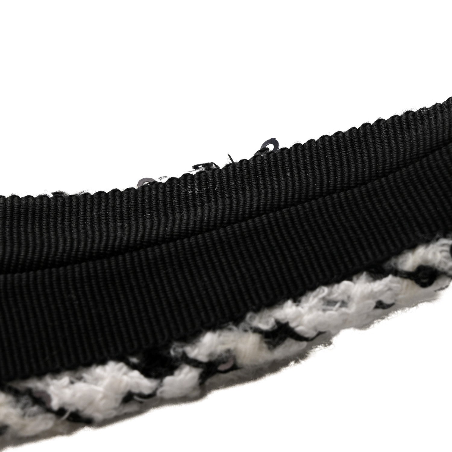 Chanel Tweed Sequin Headband White Black 6 of 7