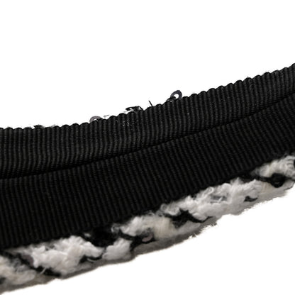 Chanel Tweed Sequin Headband White Black 6 of 7
