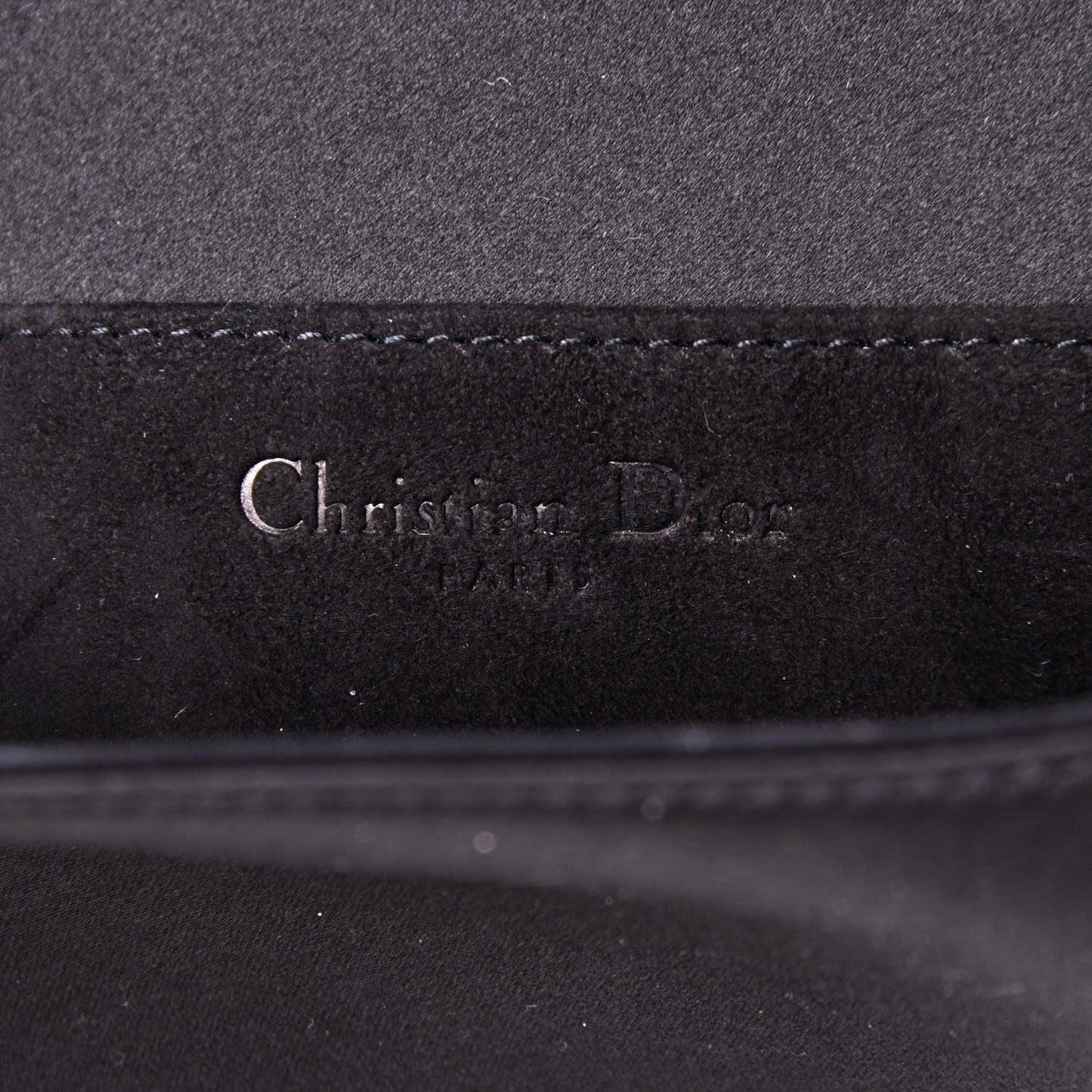 Satin Cannage Lady Dior Convertible Clutch Black