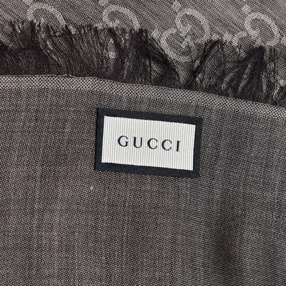 Gucci Wool Silk GG Monogram GGLight Fringe Shawl Brown Beige 4 of 4