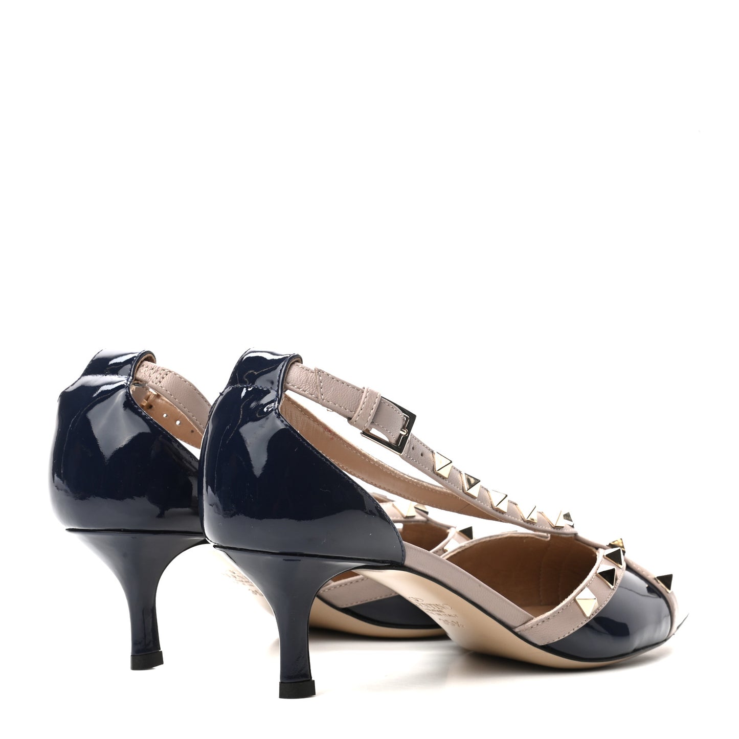 Patent Rockstud Cross Strap D'Orsay 55mm Pumps 35.5 Black Poudre