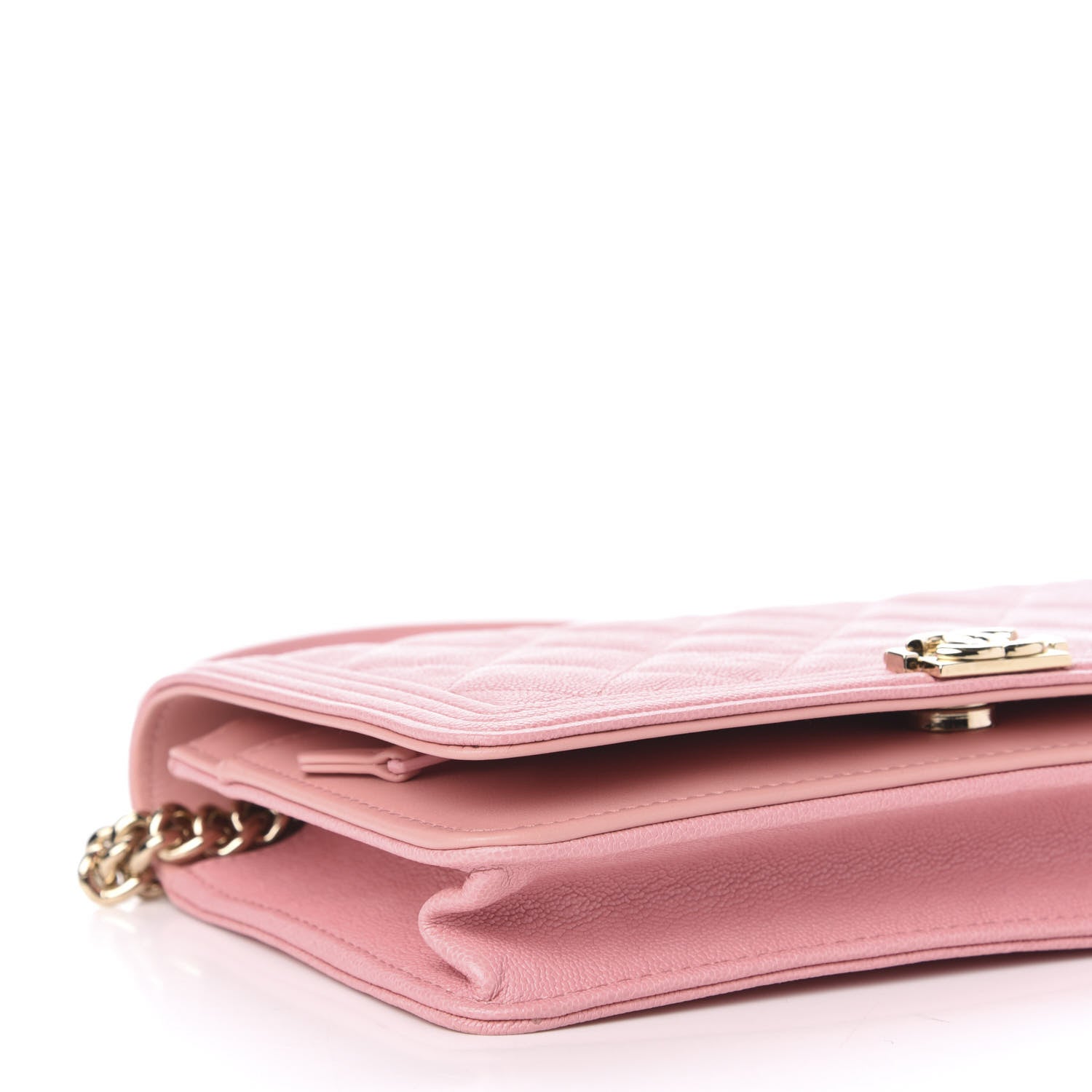 Chanel Caviar Quilted Boy Wallet On Chain WOC Pink 10 of 13
