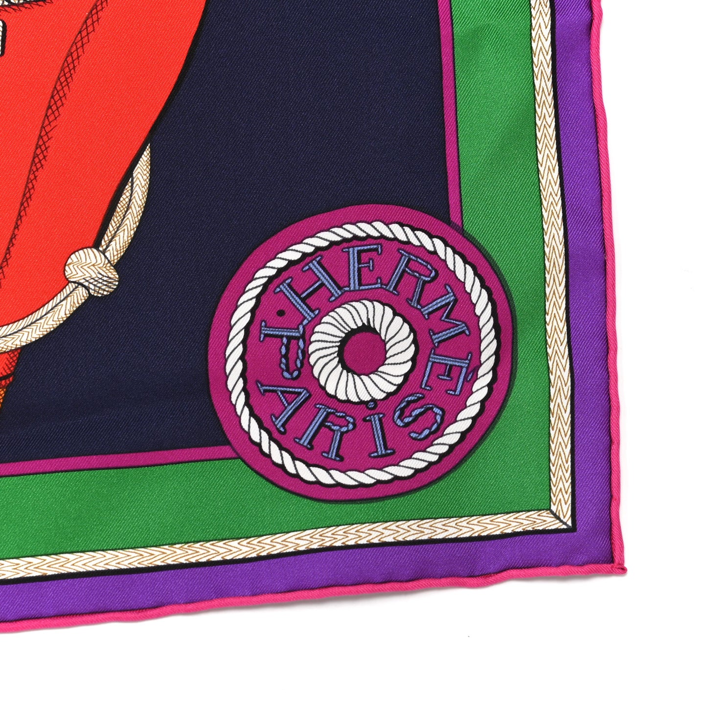 Silk Twill Zouaves Et Dragons Scarf 90 Rose Vif Rouge Violet