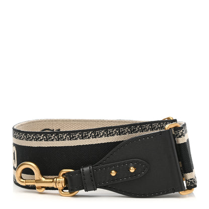 Christian Dior Canvas Embroidered Shoulder Strap Black 1 of 7
