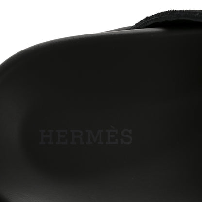 Hermes Suede Calfskin Go Mules 37.5 Black 8 of 10