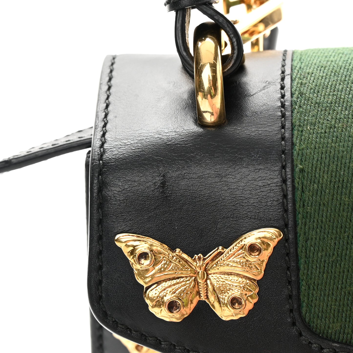 Calfskin Animal Studs Mini Sylvie Top Handle Bag Black