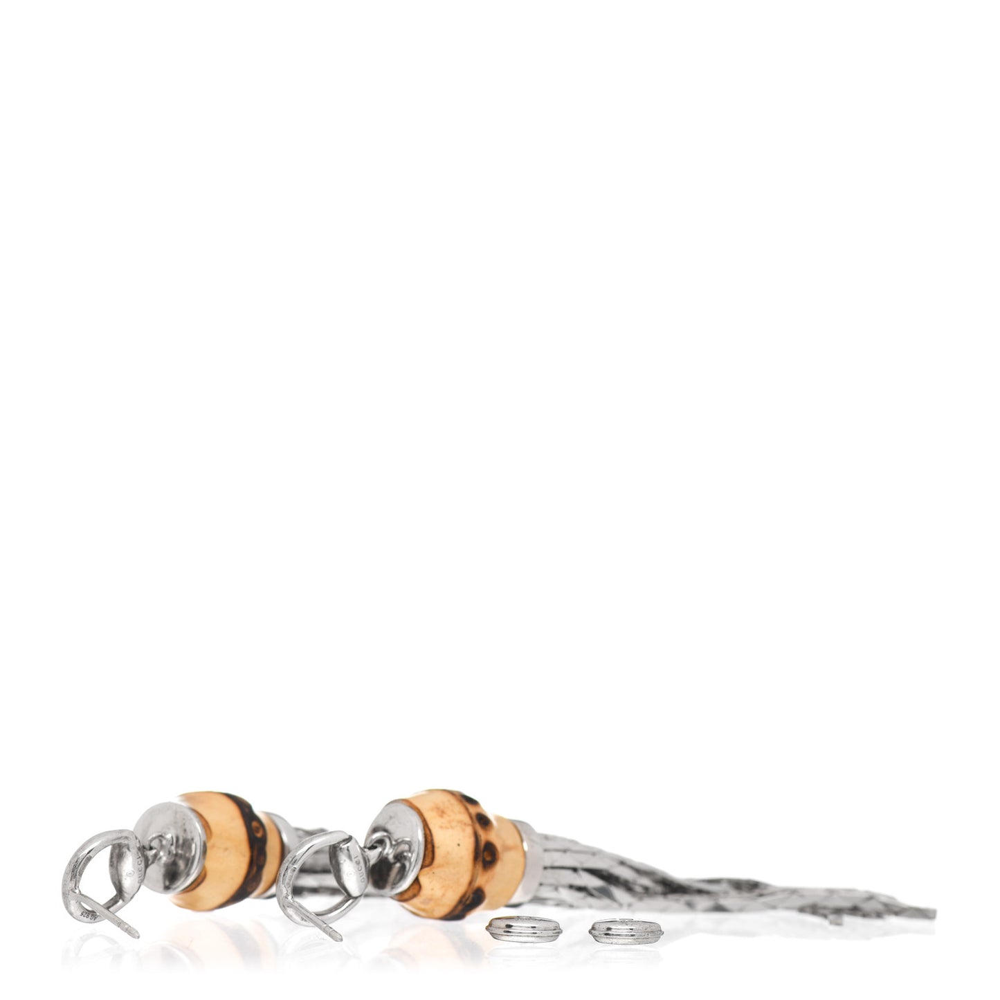 Sterling Silver Bamboo Horsebit Tassel Earrings