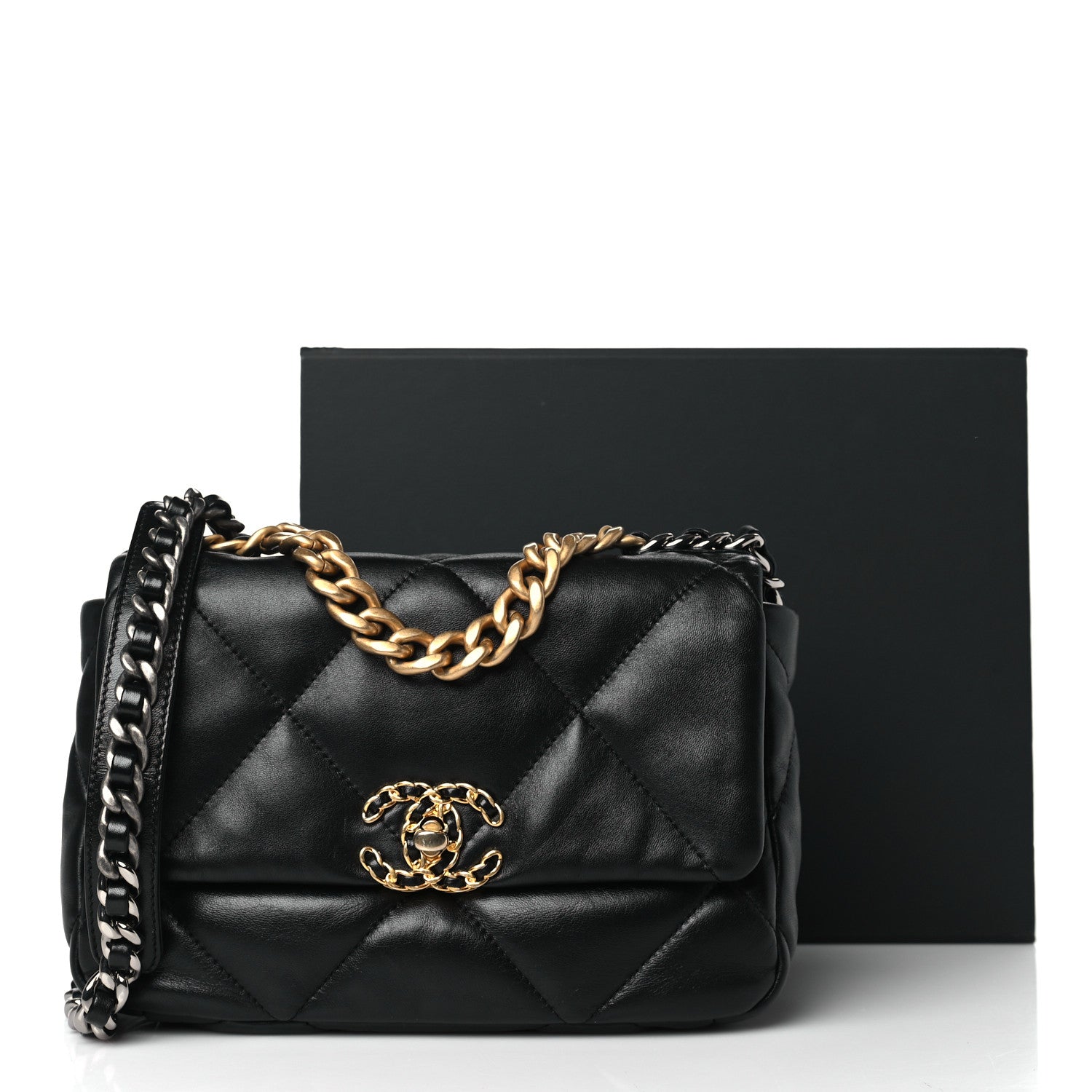 Chanel Lambskin Quilted Medium Chanel 19 Flap Black 12 of 12