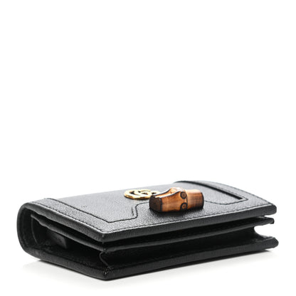 Gucci Wonka Grain Calfskin Diana Card Case Wallet Black 4 of 9