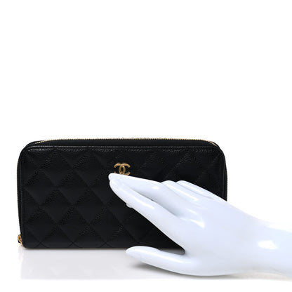 Chanel Caviar Quilted Large Gusset Zip Around Wallet Black 2 of 8