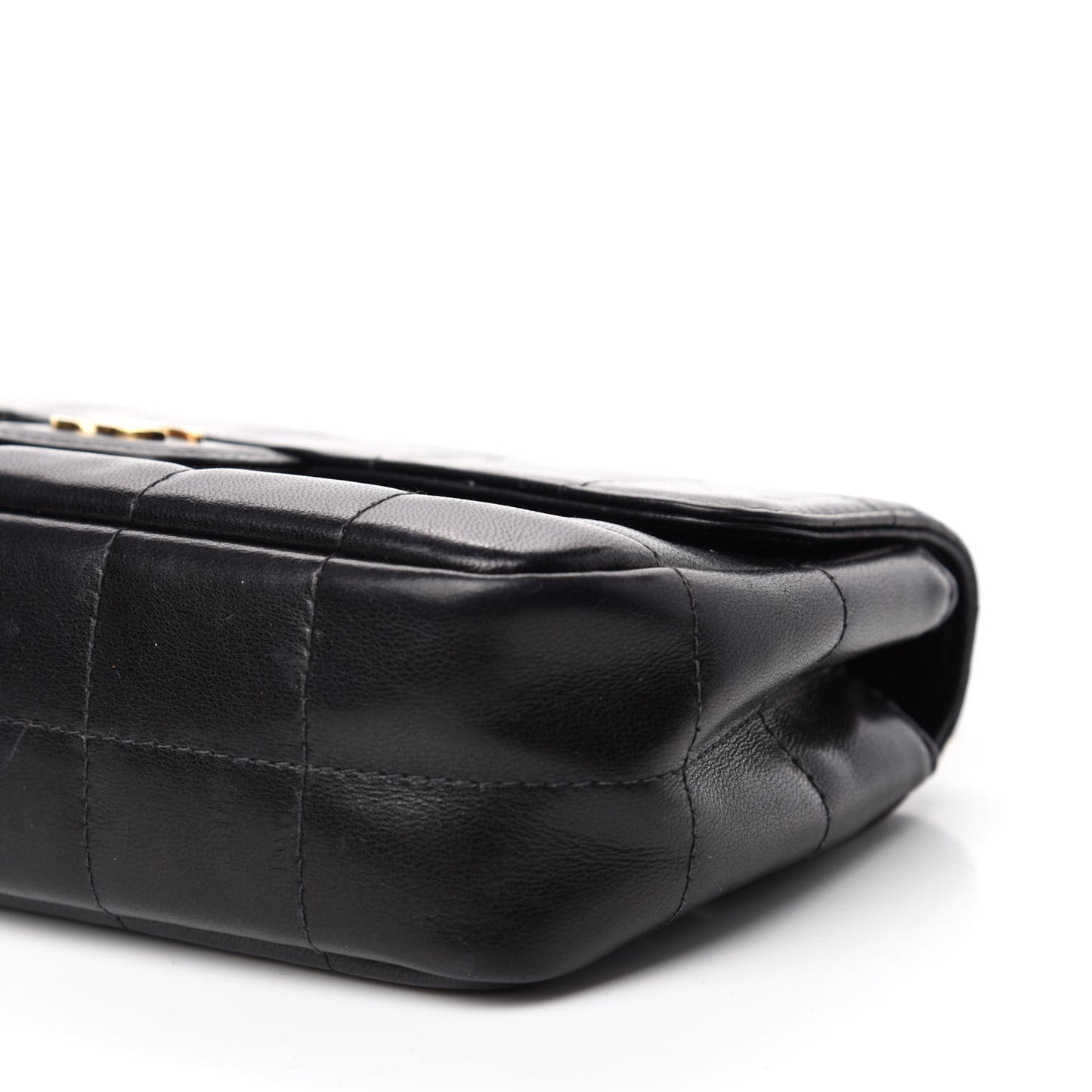 Lambskin Quilted Mini Chocolate Bar Camellia Flap Black