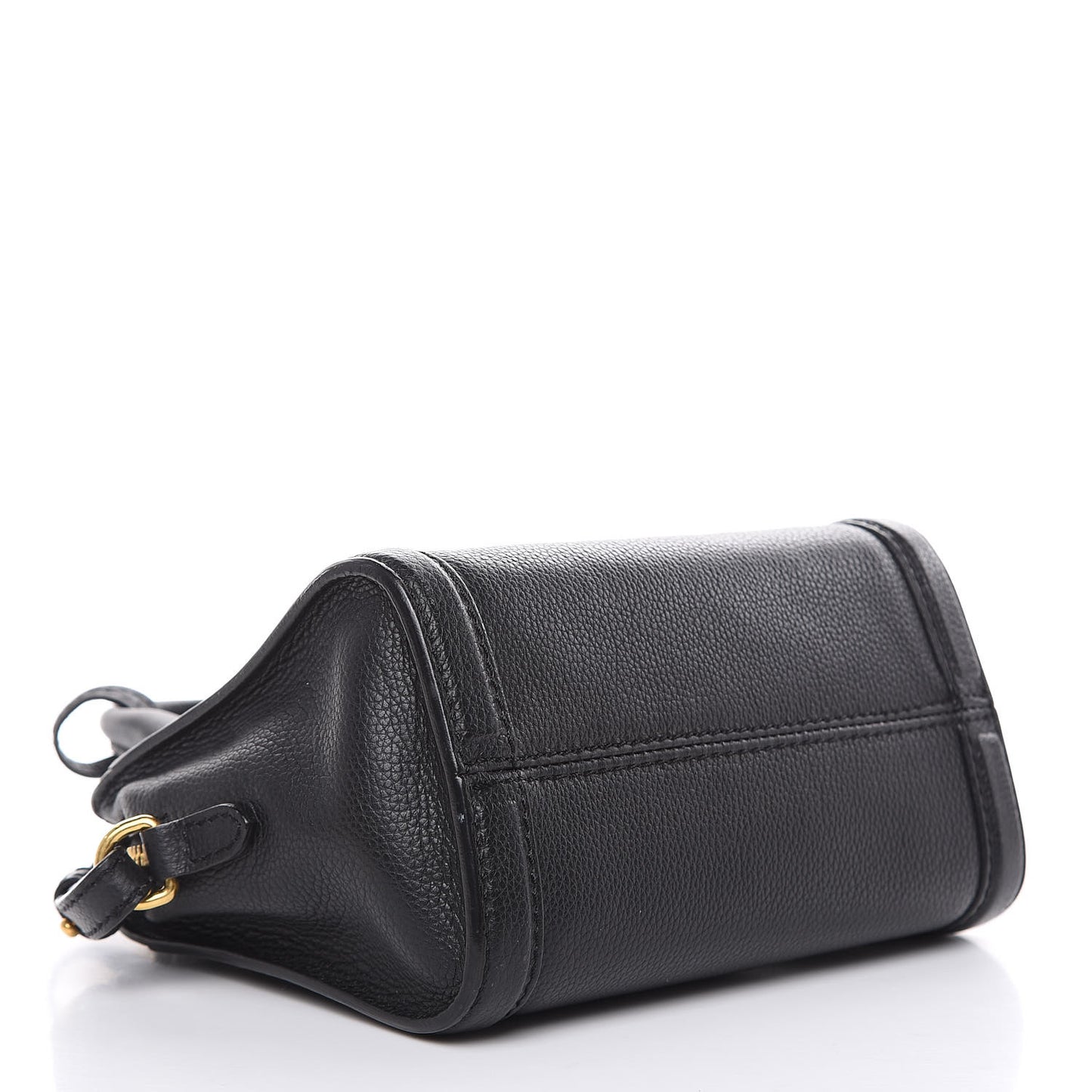 Pebbled Calfskin Mini Padlock Tote Black
