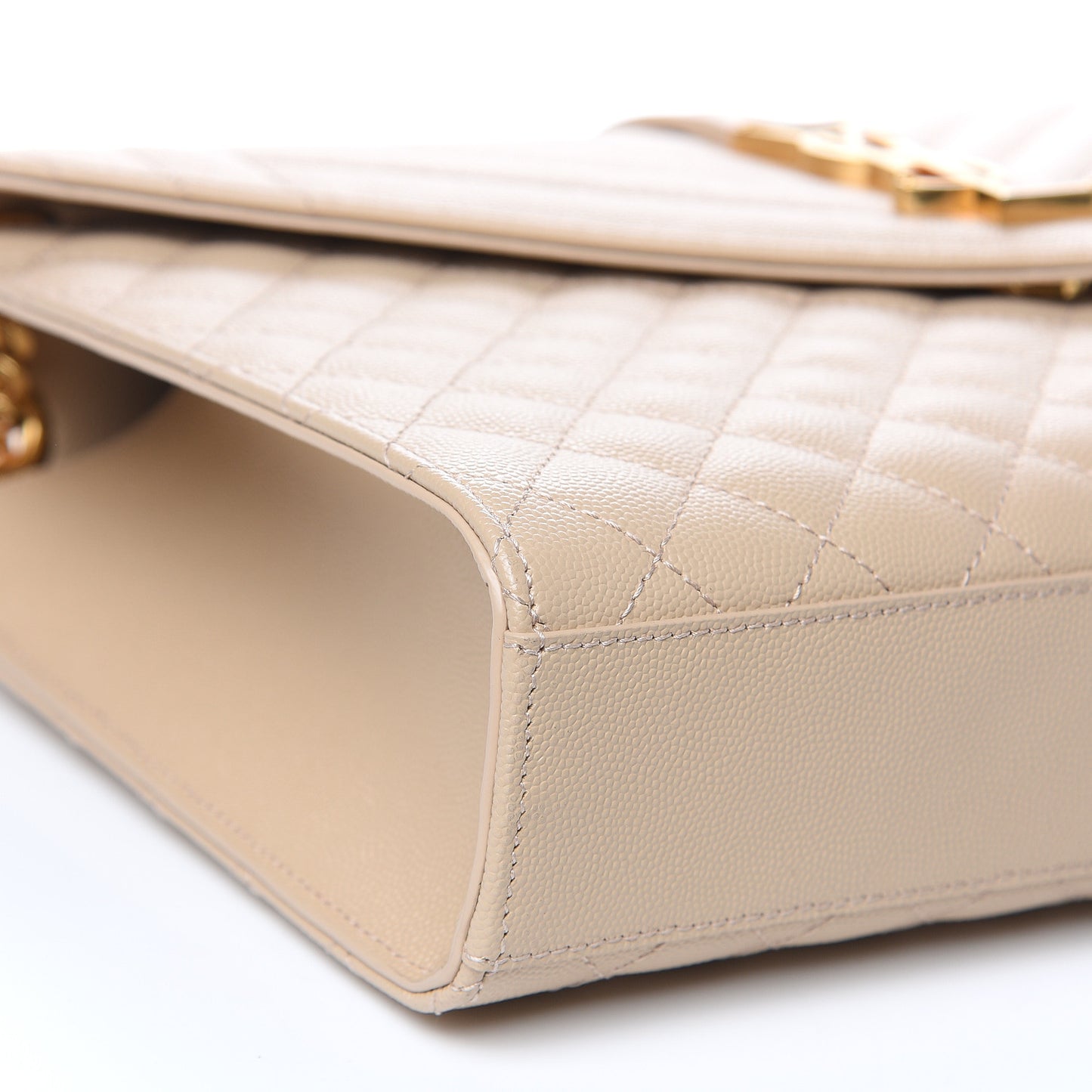 Grain De Poudre Mixed Matelasse Large Triquilt Monogram Satchel Nude Powder