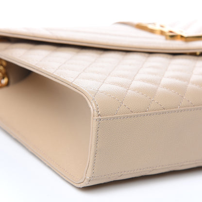 Saint Laurent Grain De Poudre Mixed Matelasse Large Triquilt Monogram Satchel Nude Powder 8 of 11