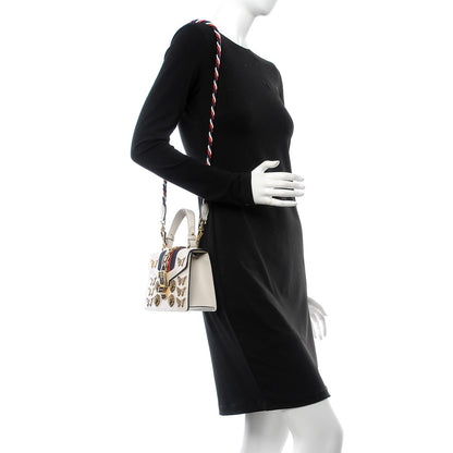Gucci Calfskin Animal Studs Mini Sylvie Top Handle Bag White 3 of 8