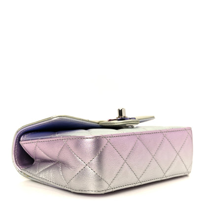 Chanel Gradient Metallic Calfskin Quilted Clutch Silver Blue Yellow Purple 4 of 11